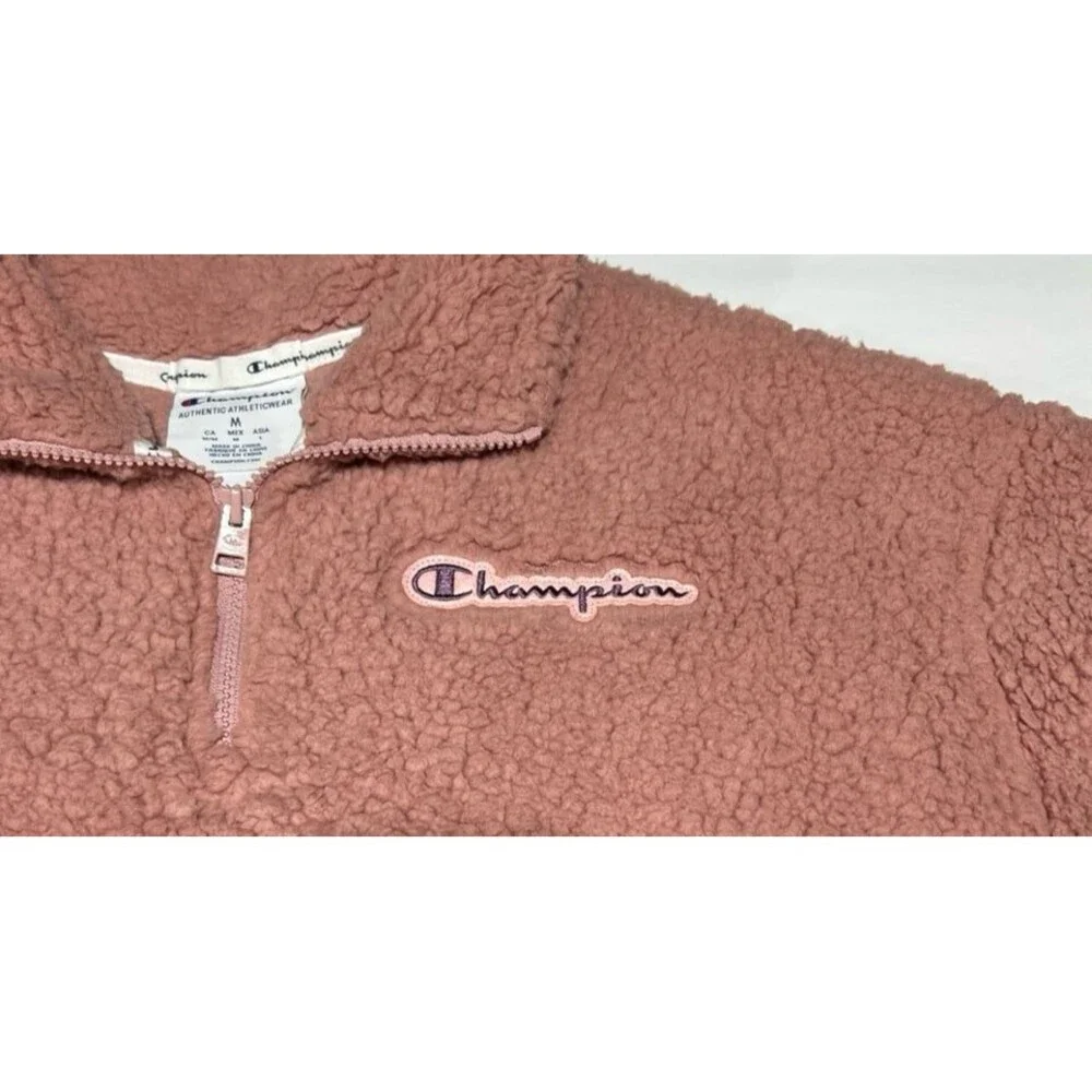 Champion Women's Medium Rose Pink Sherpa Fleece Quarter-Zip Pullover